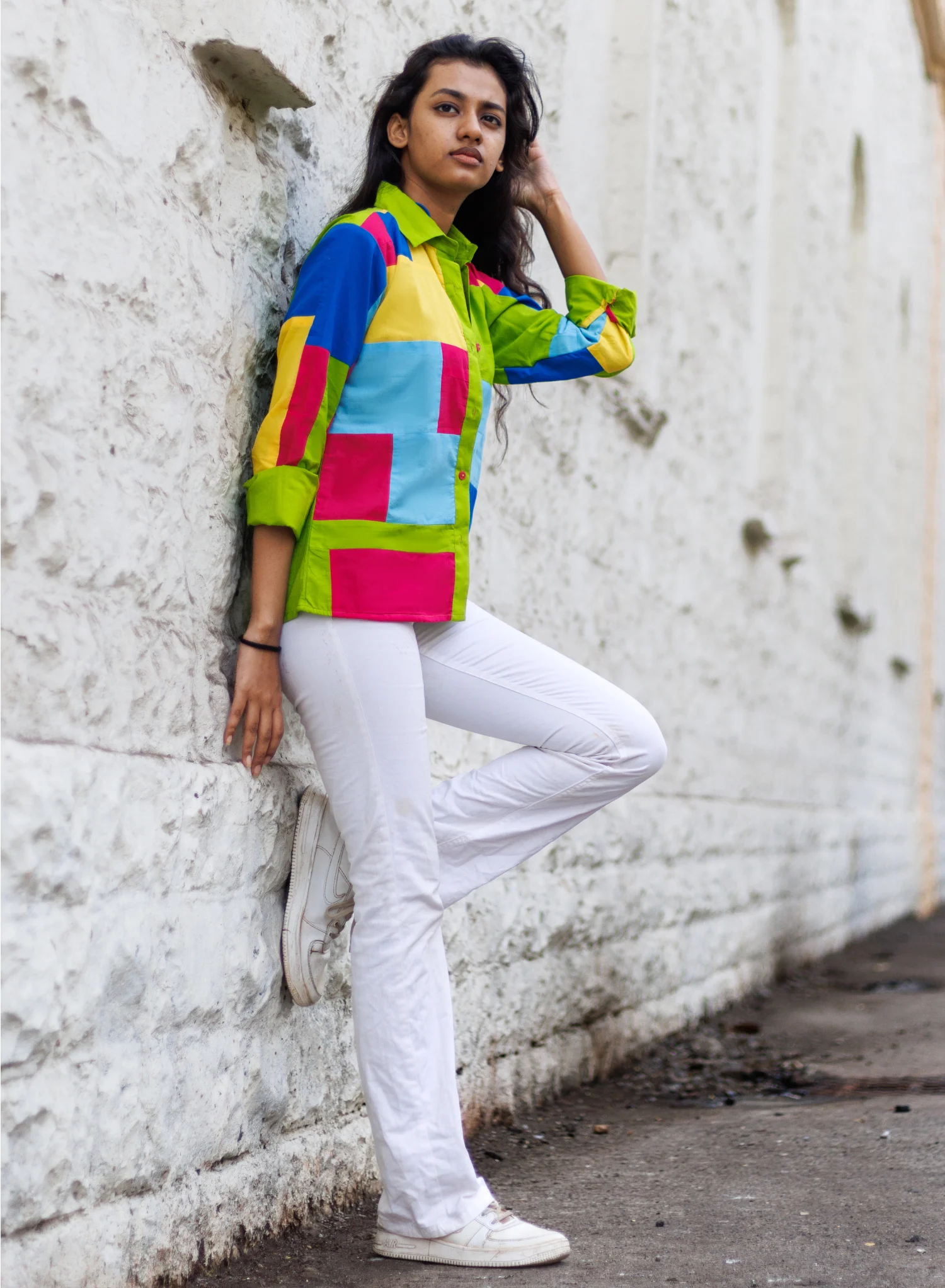 Patchwork Crop Shirt: A Rainbow of Colours